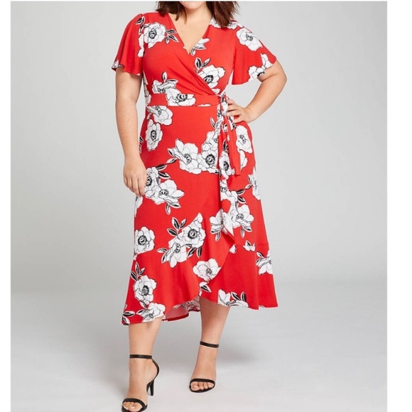 Lane Bryant Dresses & Skirts - Lane Bryant Faux Wrap Surplice High Low Floral Dress